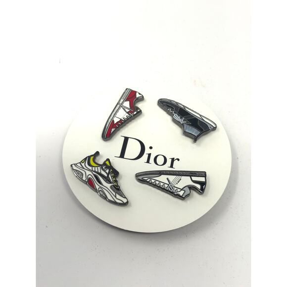 Christian Dior Sneaker Pin Set – 4 Enamel Shoe Pins on Dior Card - Picture 1 of 3